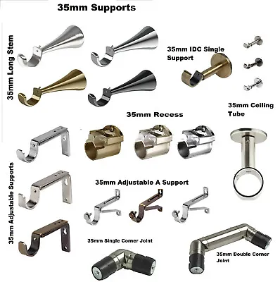 £8.99 • Buy 35mm METAL CURTAIN POLE SUPPORTS / BRACKETS VARIOUS STYLE HOME & OFFICE