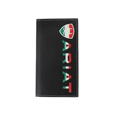 Ariat Mexican Flag Embroidered Black Rodeo Wallet A3555101 • $39