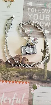 NWOT Vintage Antique Look Retro Camera Pendant Long Silver Tone Necklace  • $19.99