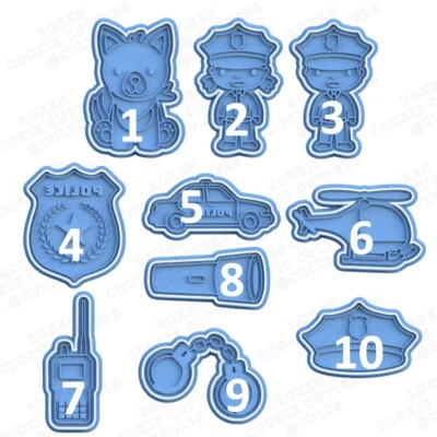 $10.37 • Buy Police Cookie Cutter Embosser Stamp Fondant Set With Handle