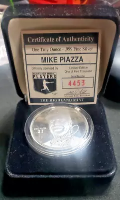 Mike Piazza Silver Coin .999 Troy OZ Fine Silver Highland Mint Limited MLB BIN • $58