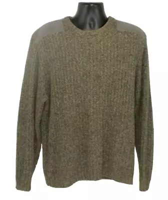 Eddie Bauer Mens Sweater XL Green Cable Knit Lambs Wool Blend Fisherman Military • $23.99