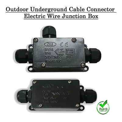 £5.99 • Buy 2Way/3way  Outdoor Electric Inline Cable Connector IP65 Waterproof Junction Box