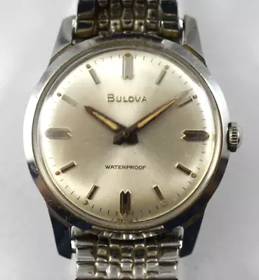 Vintage 1966 M6 Bulova Waterproof Stainless Steel Manual Wind Watch Runs Lot.12 • $74.99