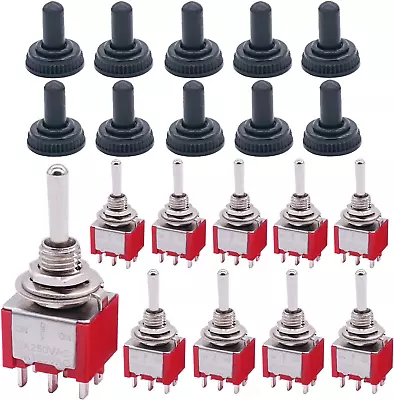 Twidec/10Pcs Mini Toggle Switch DPDT 3 Position 6 Pins On/Off/On AC 125V 5A Car  • $13.40