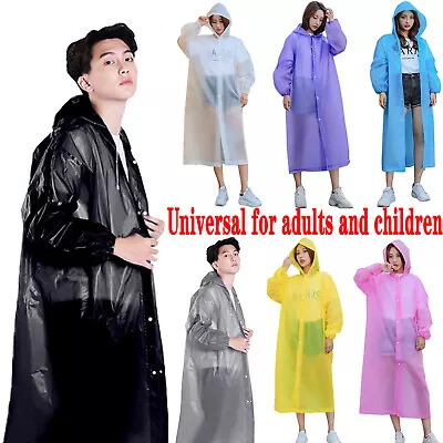 Waterproof Raincoat Jacket Mens Womens Child Long Hooded Rainwear EVA Rain Coat • $12.69