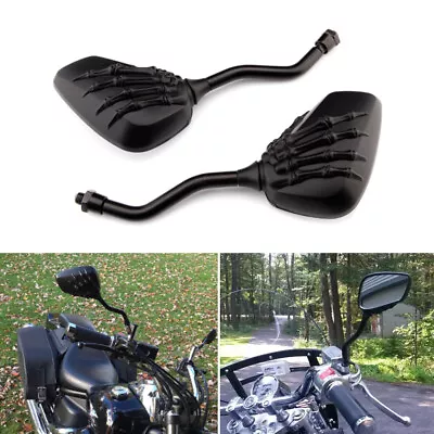 Black Skeleton Skull Hand Motorcycle Mirrors For Yamaha V Star 1100 950 650 HG • $23.51