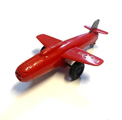Vintage MARX Friction 1950's Fighter Jet Airplane Pull Rudder For Action • $49.99