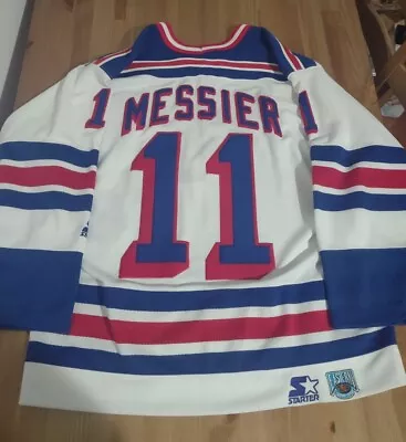 NWOT Vintage 90s MARK MESSIER New York Rangers STARTER Home Jersey Men's Medium • $325