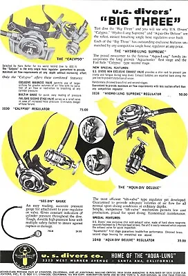 1962 U.S. Divers Co. Aqua-Lung Hydro-Lung Supreme Regulator Original Print Ad • $7.75