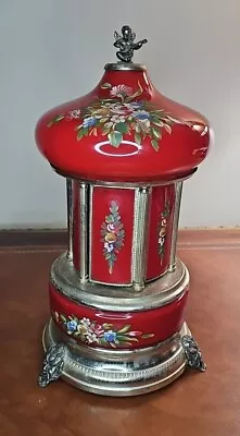 Reuge Red Lipstick Cigarette Musical Carousel Swiss Music Box PARTS / REPAIR • $249.99