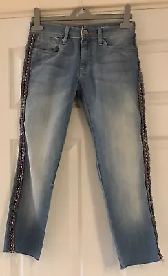 Salsa ~ Blue Denim Wonder Push Up Jeans ~ Raw Hems ~ Outside Seam Feature 26  W • £7.50