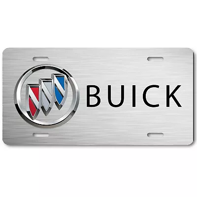 Buick Inspired Art Emblem Aluminum License Plate Tag Metal Brushed Steel Look • $16.65