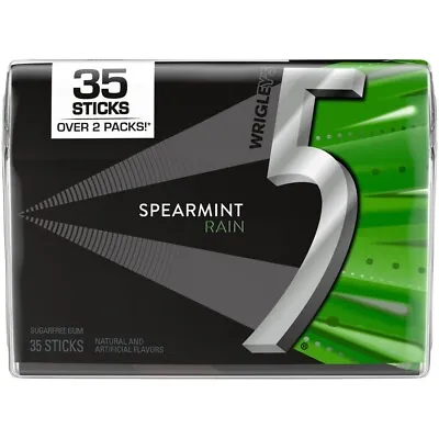 5 GUM Spearmint Rain Sugar Free Chewing Gum 35 Stick Pack • $10.99