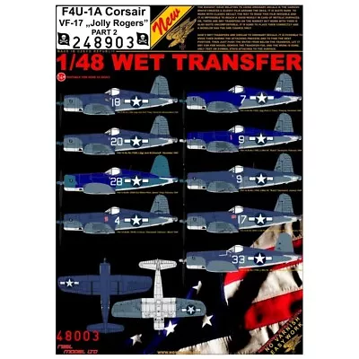 HGW 248903 1/48 Wet Transfer Decals F4U-1A Corsair VF-17 Jolly Rogers Pt2 • $15