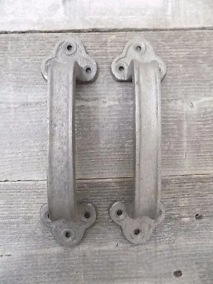 2 Barn Door Handles Cast Iron Hardware Pull Grasp Handle Shed Primitive Large • $15.99