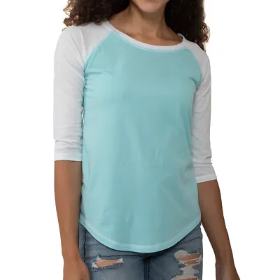 Casual 3/4 Sleeve Active Baseball Shirt Womens Two Tone Raglan T-shirt • $18.99