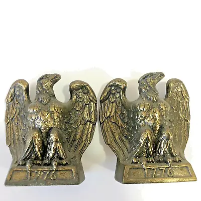 Vtg 60s Mid Century Colonial Virginia Patriotic Brass Eagle Bookends Pair Patina • $131.99