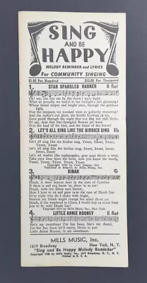 Sing And Be Happy Songs And Lyrics 1938 Mills Music New York Whos Sorry Now • $21.25