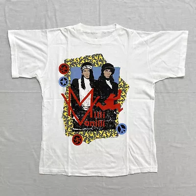 Vtg Milli Vanilli Band T Shirt For Men Heavy Cotton White Full Size AM286 • $19.99