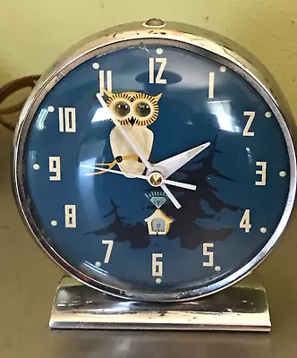 Vintage Animated Owl  Wind-Up Alarm Clock By Diamond UV Reactive Works Fine ! • $29.99