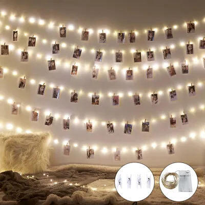 £5.86 • Buy 50 LED 5M Hanging Picture Photo Peg Clip Fairy String Lights Party Wedding Decor