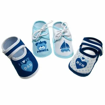 Newborn Baby Boy Pram Crib Cot Terry Cotton BLUE Booties Bootees - 0-4 Months • £2.75