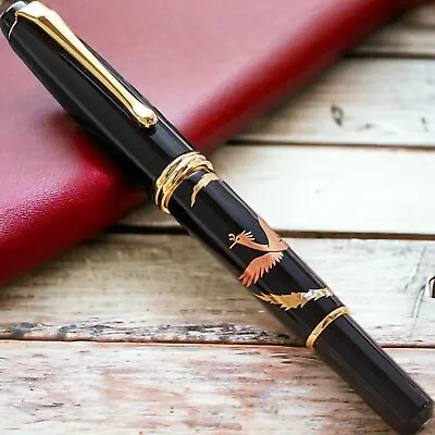 Wanchar × Kuretake Milky Way Modern Maki-e Fountain Pen Zuicho Phoenix F Nib NEW • $239.99