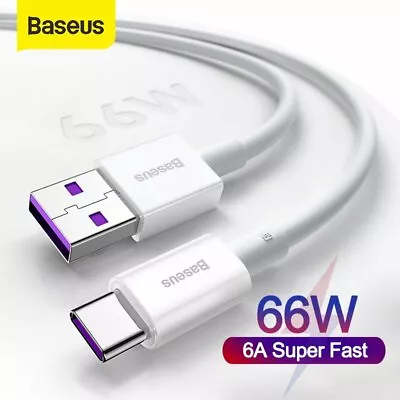 $10.88 • Buy Baseus 66W USB Type C Cable 6A Super Fast Charger Data Lead For Huawei Samsung