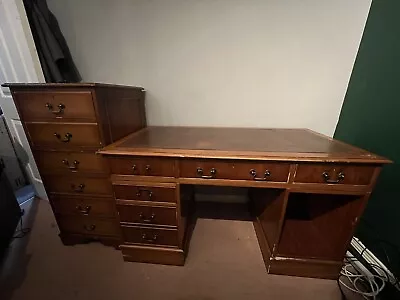 Reproduction Mahogany Desk And Filing Cabinet • £50