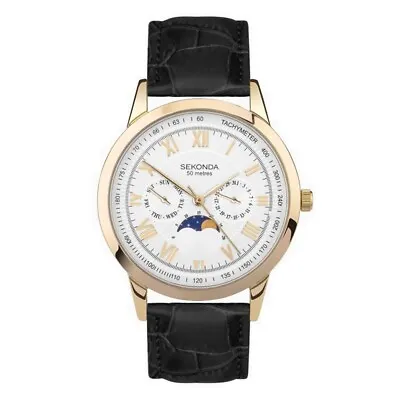 Sekonda Armstrong Mens Watch - Moonphase Leather Strap 30147 RRP £74.99 • $84.54