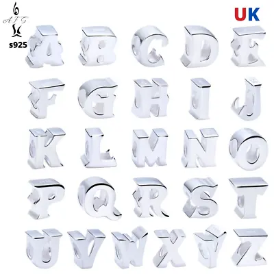 S925 Charm Bead Alphabet Birthday Names Letter A - Z Plane Shiny Beautiful AFG • £17.99