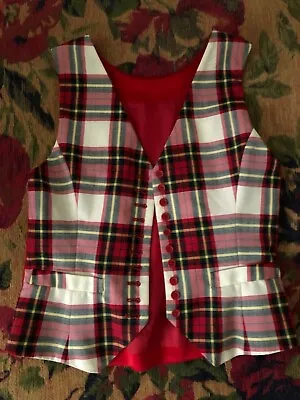 MOSCHINO Cheap & Chic Red Cream Plaid Wool Vest Menswear • $165