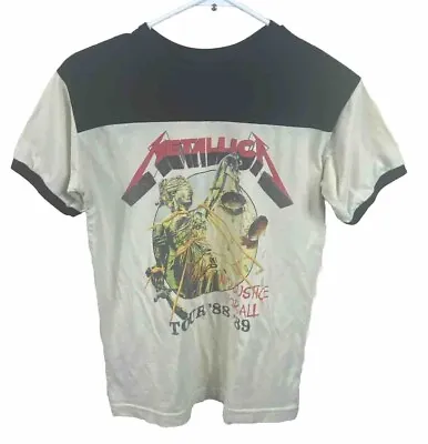 Vtg Metallica ‘And Justice For All’ Band 88 Tour Baseball T-Shirt Sz M Rock 80s • $43.69