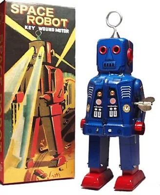 Sparky Space Robot Tin Toy Windup BLUE Space Toy • $16.95