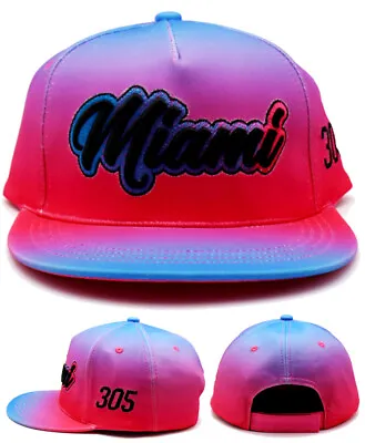 Miami New Free Style Vice Heat City Edition Multi Pink Teal 305 Era Flat Hat Cap • $18.99