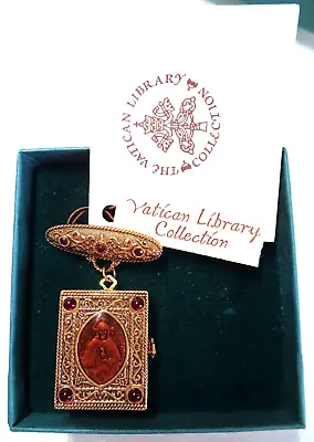 THE VATICAN LIBRARY COLLECTION NIB Gold Tone Locket Dangle Brooch. • $19.99