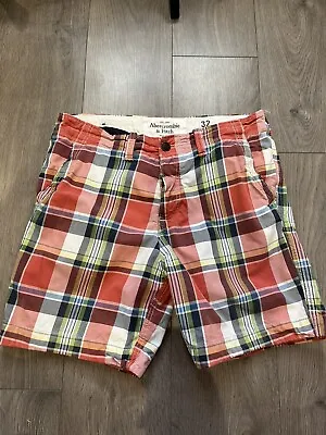 Abercrombie & Fitch Multicoloured Summer Checked Thick Cotton Shorts Size 32 VGC • £19.99