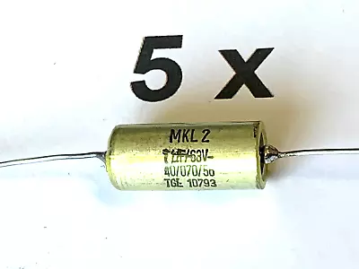 1uF 63V 20% 70°C 0.86-0.99μF Axial MKL2 RFT D=10.5mmL=25mm 10 Pieces • $6.47