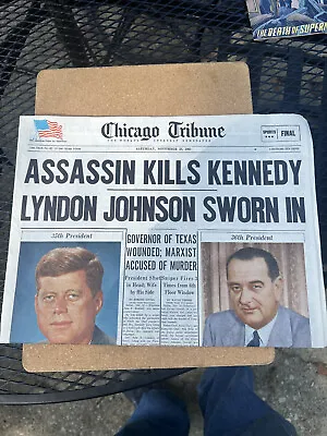 $0.99 • Buy 1963 Limited Edition Chicago Tribune Kennedy Assassination Newspaper-Replica