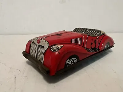 Yonezawa (?) Tin Litho Red Car Convertible MG Approx 4  Missing Windshield • $20