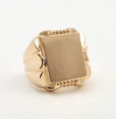 Art Deco 18k Rose Gold Mens Signet Ring Initial Letter Engravable • $759.05