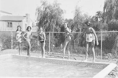 Vintage 1970s Photo Young Girls Posing Backyard Swimming Pool Summer • $8.50