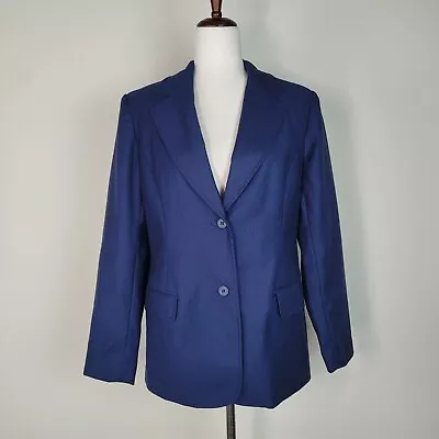 Chadwick's Jacket Womens 8 Blue Wool Collared Blazer Work Casual Preppy Academia • £6.76