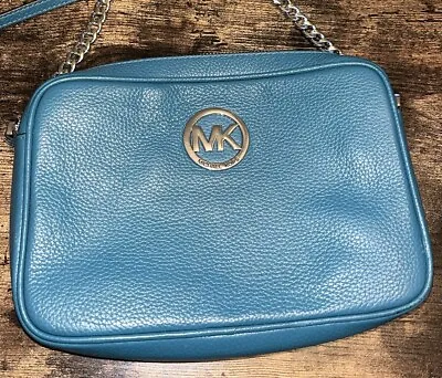 Michael Kors Jet Set Crossbody Handbag Teal With Silver Hardware Chain Link • $32.99