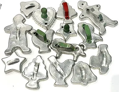 $30 • Buy Lot Of 14 VINTAGE 30s-60s TIN COOKIE CUTTERS WITH  HANDLES Holiday, Christmas+