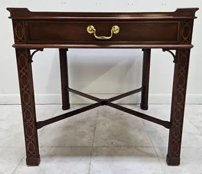 Baker Furniture Mahogany Accent End Table One Drawer Chinese Chippendale • $899