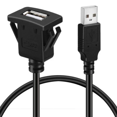 $11.95 • Buy 1m/2m Car Dashboard Flush Mount USB Male To Female Socket Panel Extension Cable
