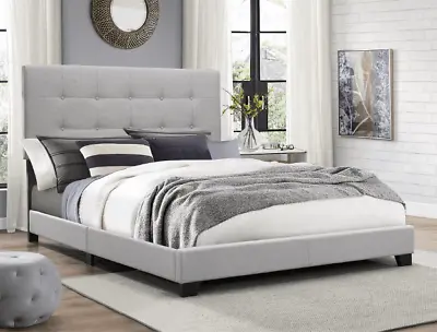 KING Size Button Tufted Upholstered Headboard Platform Wood Bed Frame • $202.97