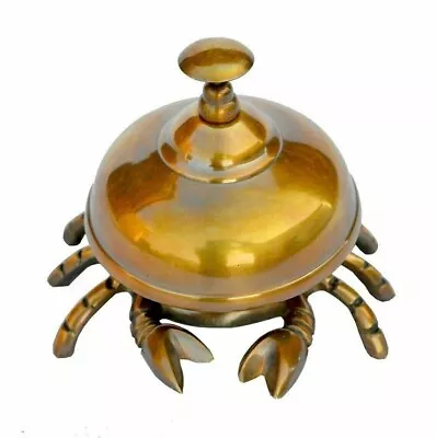 Vintage Brass Crab Bell Hotel Counter Reception Bell Teacher Desk Bell Gift • $51.52